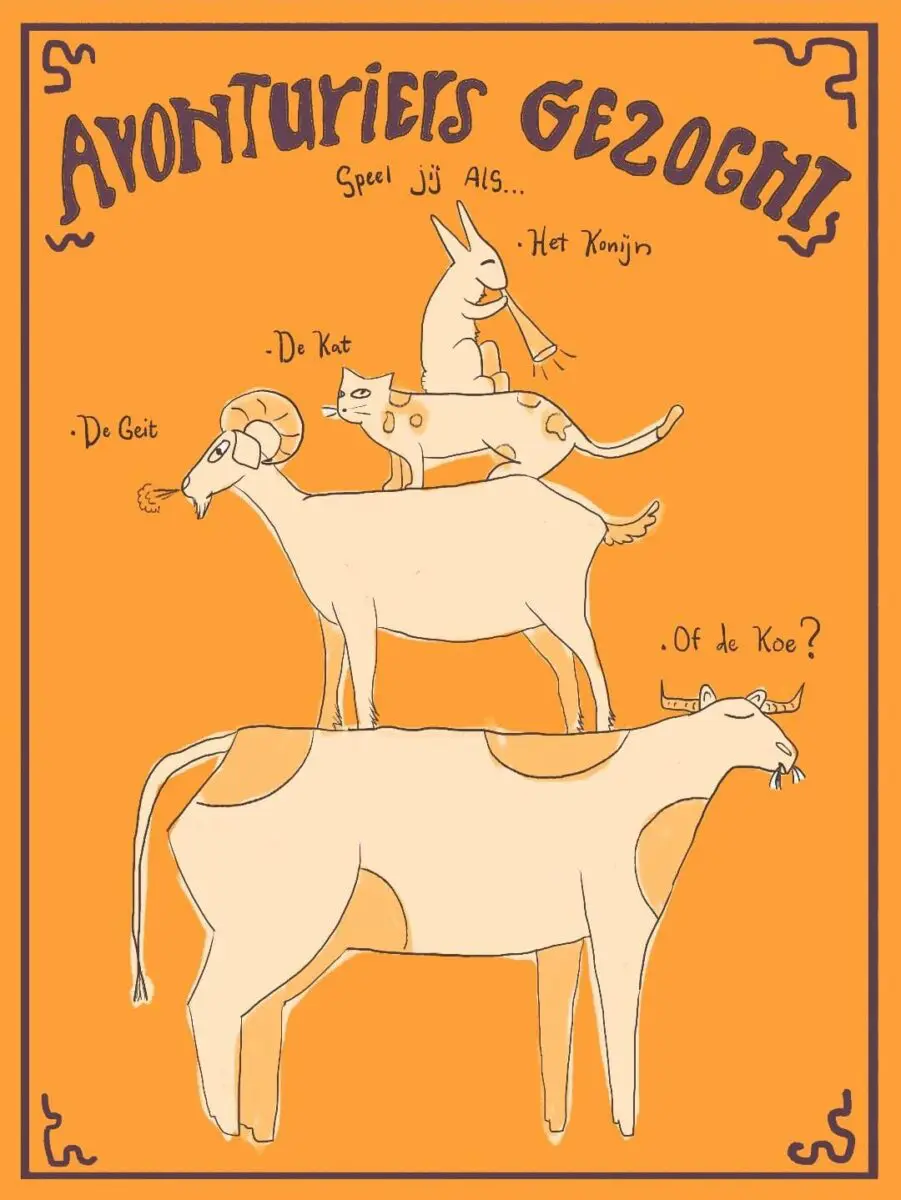 affiche voor larp spel het vergeten dier van stagiair noa